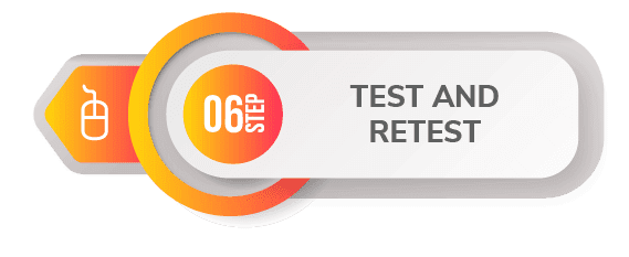6 step create app test and retest