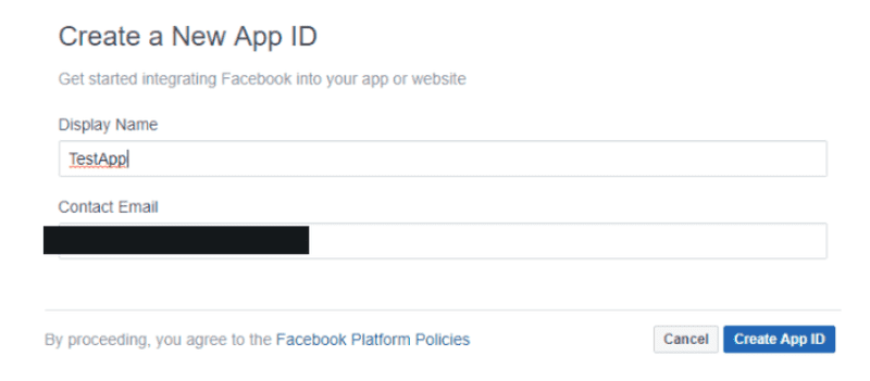 create app facebook id